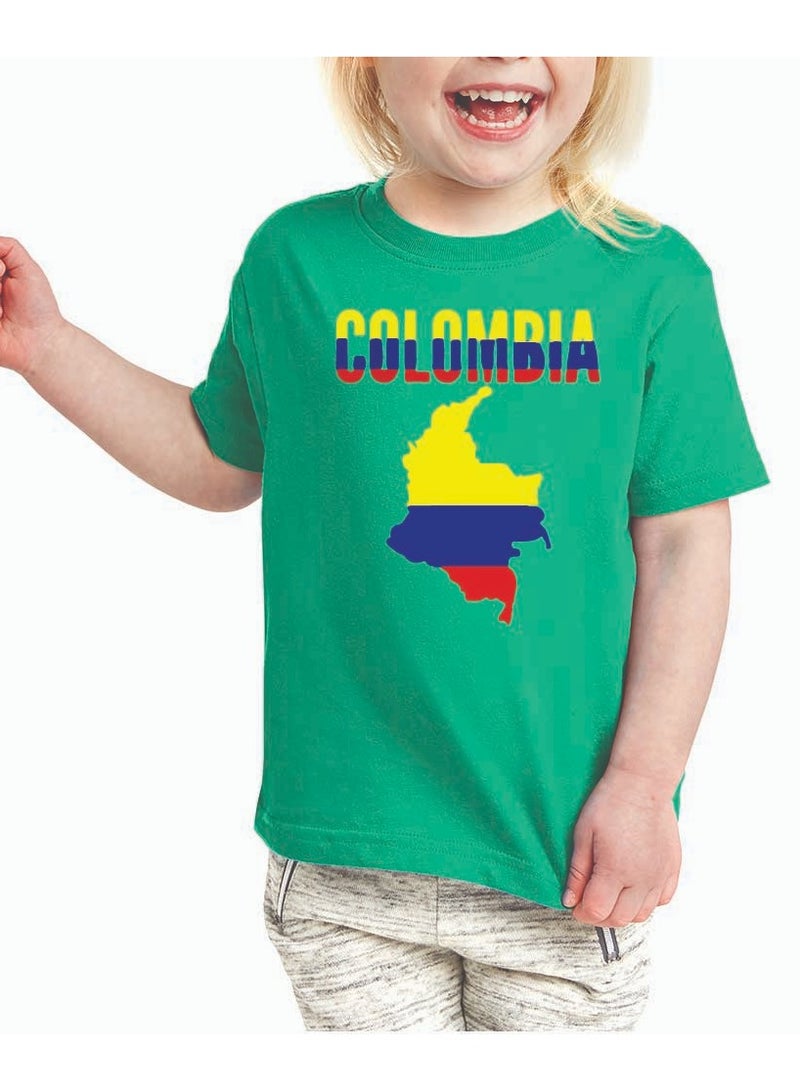 Colombia Kids Girls Tshirt - Round Neck Short Sleeve Cotton T-Shirt - Perfect for Young Colombian Explorer - Great Gift for Travelers  - Image 1