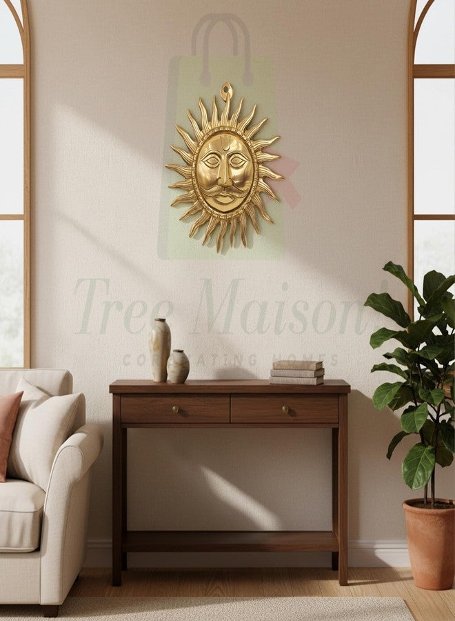 TREE MAISON CORONATING HOMES Vastu Brass Sun Wall Hanging | 1390 Gram | 10 Inch Approx | Surya Face for Positive Energy & Home Décor | Traditional Brass Sun God Wall Art for Living Room & Office - Image 4