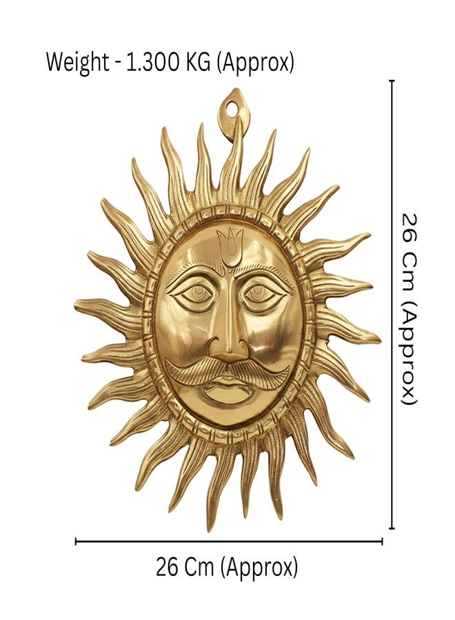 TREE MAISON CORONATING HOMES Vastu Brass Sun Wall Hanging | 1390 Gram | 10 Inch Approx | Surya Face for Positive Energy & Home Décor | Traditional Brass Sun God Wall Art for Living Room & Office - Image 2
