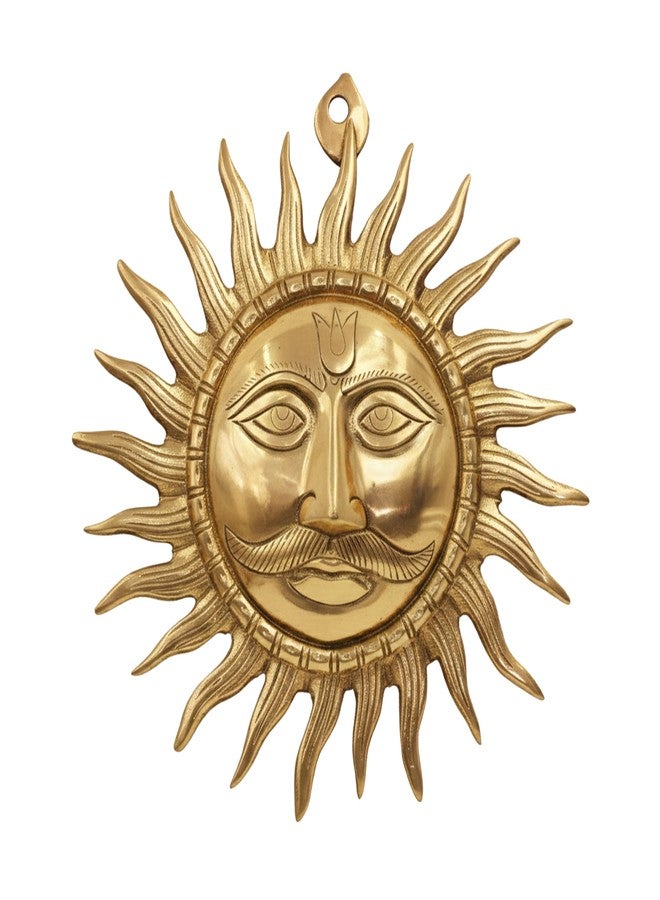 TREE MAISON CORONATING HOMES Vastu Brass Sun Wall Hanging | 1390 Gram | 10 Inch Approx | Surya Face for Positive Energy & Home Décor | Traditional Brass Sun God Wall Art for Living Room & Office - Image 1