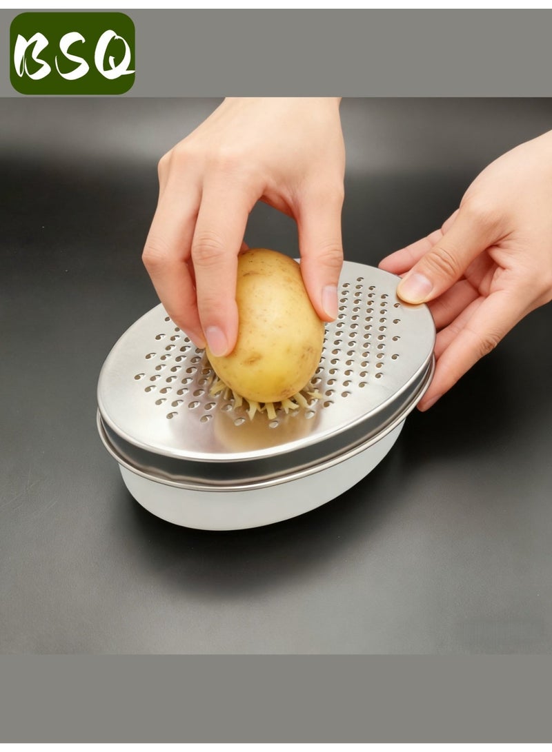 بي إس كيو مبشرة ليمون | مع وعاء تخزين طعام وغطاء | مبشرة جبن من الفولاذ المقاوم للصدأ | مبشرة صندوق المطبخ | أداة مطبخ متعددة الوظائف | مناسبة لجبن البارميزان الصلب أو الشيدر الطري، والزنجبيل، والخضروات، والزبدة، والشوكولاتة، وجوزة الطيب - Image 1