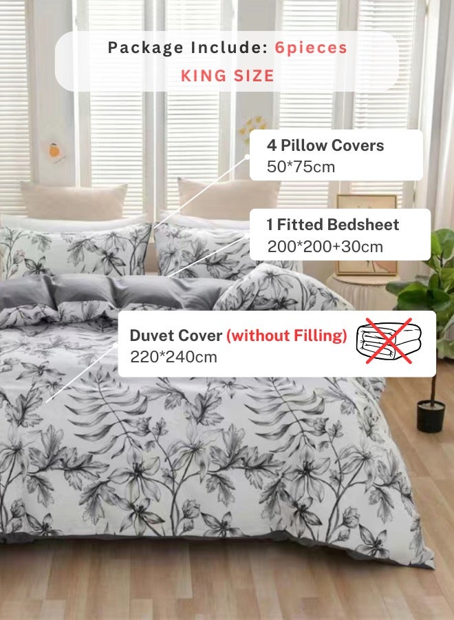 LUNA Home King size 6 piece bedding set with gray leaf pattern, very soft quality. - Image 2