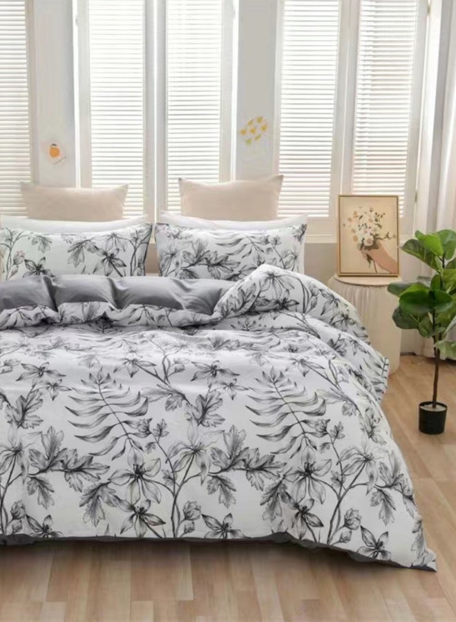 LUNA Home King size 6 piece bedding set with gray leaf pattern, very soft quality. - Image 1