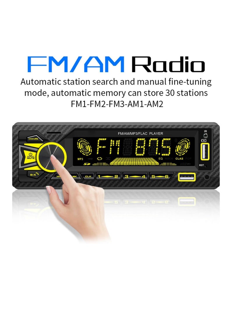 Single DIN Car Stereo Receiver with Push to Talk Assistant, Locate and find a car, Dual Bluetooth, Hands Free Calling AM/FM Radio, USB Playback and Charging