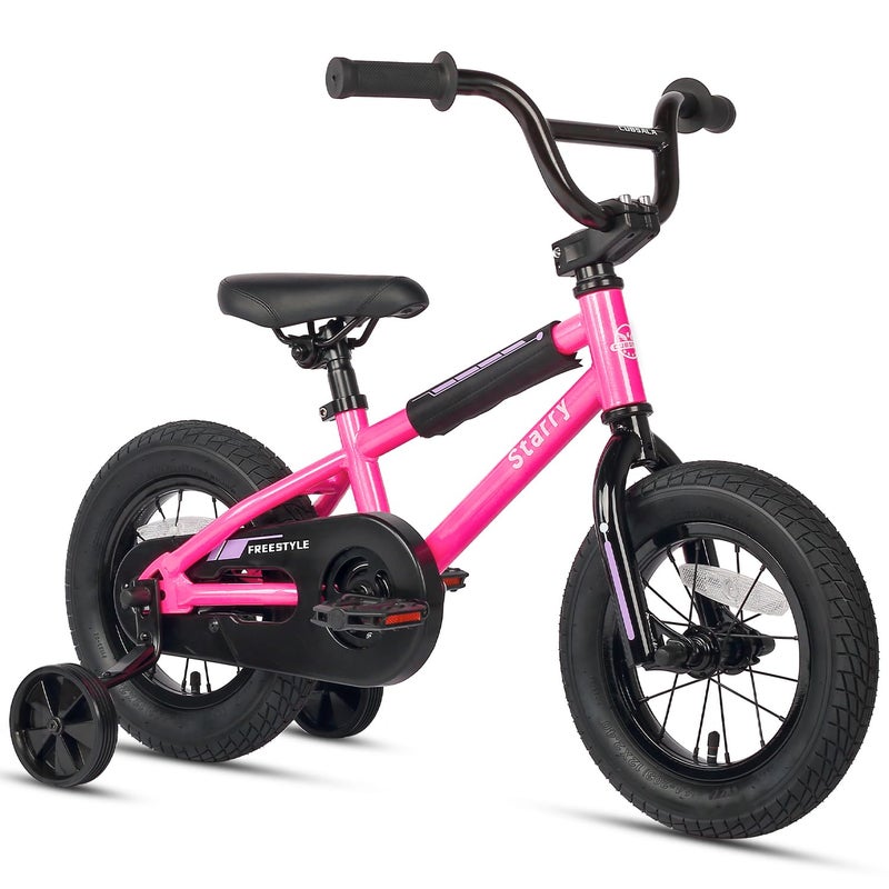 cubsala 12 Inch Kids Bike for 1 2 3 4 Years Old Boys Girls Beiginner Toddlers Riders BMX Style Bicycle with Training Wheels Coaster Brake, Pink - Image 1