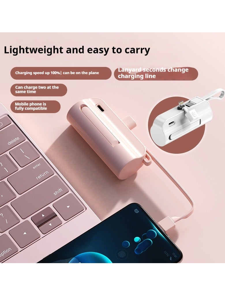 GEEK SPACE 2 In 1 Mini Universal Portable Charger Wireless Power Bank Type-c 5000mAh Fast Phone Charging Power Bank  For iPhone, Samsung S23 Series, Note20 Series, LG, Huawei, iPad, AirPods, And More - Image 2