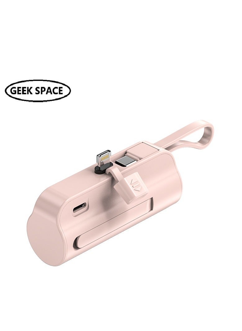 GEEK SPACE 2 In 1 Mini Universal Portable Charger Wireless Power Bank Type-c 5000mAh Fast Phone Charging Power Bank  For iPhone, Samsung S23 Series, Note20 Series, LG, Huawei, iPad, AirPods, And More - Image 1