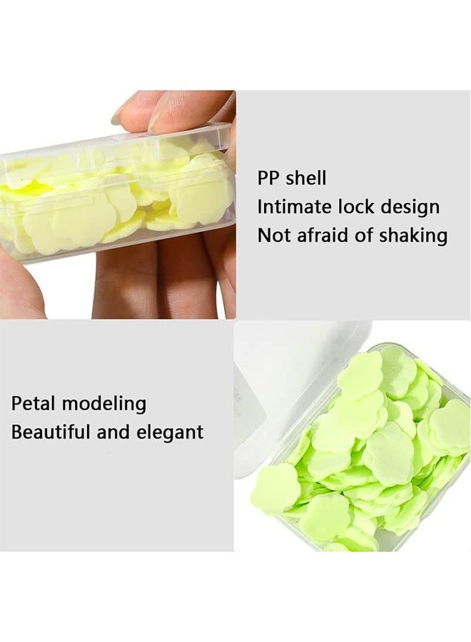 Ocean 8 Pcs Petal Shape Soap Flakes Hand Soap Sheets, Mini Portable Antibacterial Soap Sheets the Box, Disposable Travel Scented Bath Slice Sheet Foaming Paper Soap (Colorful) - Image 4