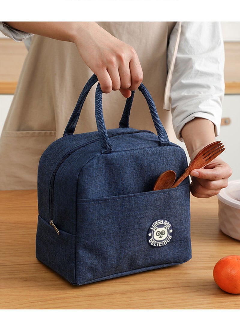 YOONISPRO Insulated Lunch Bag for Adults and Students, Small Portable Reusable Lunch Cooler Tote Bag, Leakproof Thermal Lunch Box for Work Picnic Travel, Dark blue - Image 1