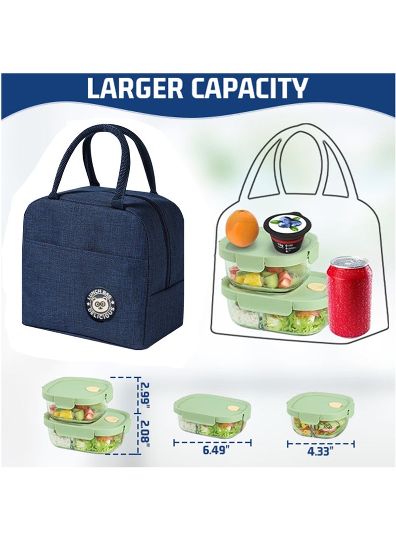 YOONISPRO Insulated Lunch Bag for Adults and Students, Small Portable Reusable Lunch Cooler Tote Bag, Leakproof Thermal Lunch Box for Work Picnic Travel, Dark blue - Image 5