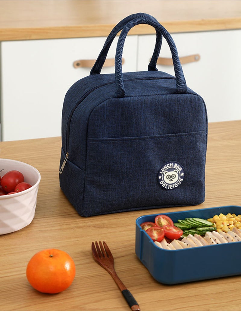 YOONISPRO Insulated Lunch Bag for Adults and Students, Small Portable Reusable Lunch Cooler Tote Bag, Leakproof Thermal Lunch Box for Work Picnic Travel, Dark blue - Image 4