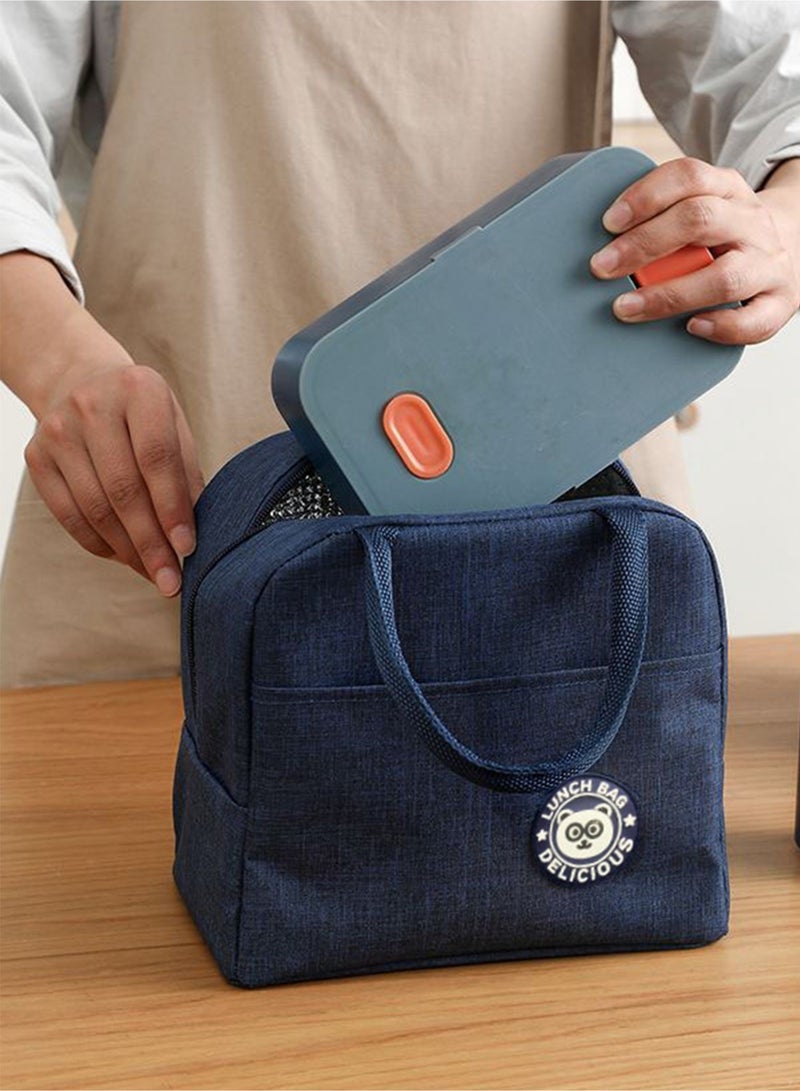 YOONISPRO Insulated Lunch Bag for Adults and Students, Small Portable Reusable Lunch Cooler Tote Bag, Leakproof Thermal Lunch Box for Work Picnic Travel, Dark blue - Image 2