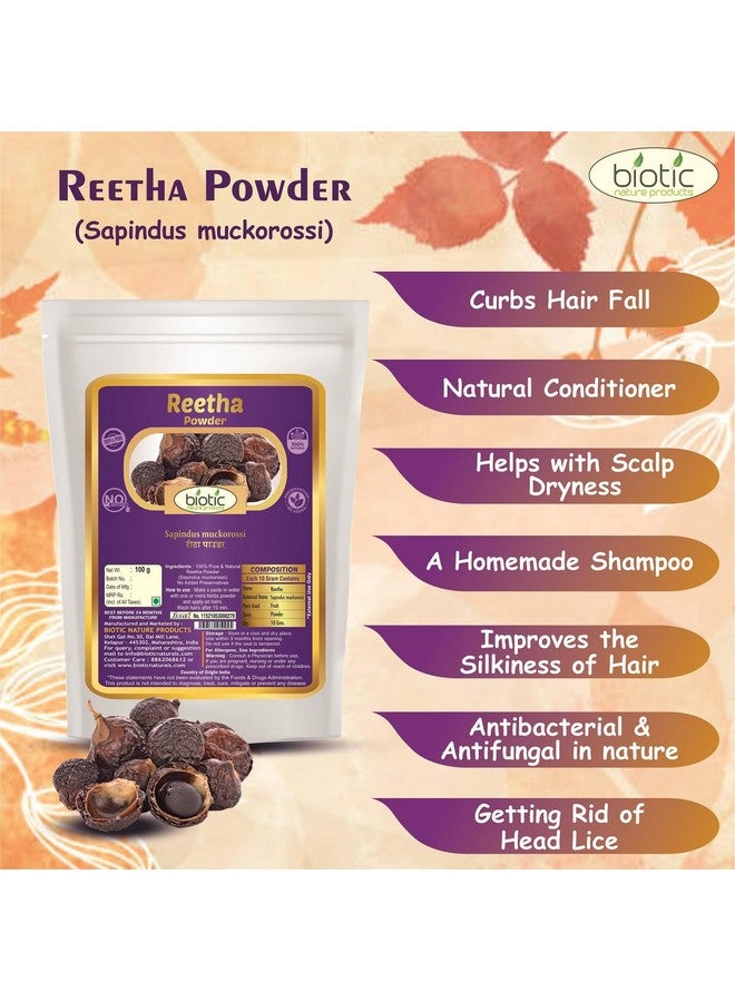 Biotic Natural Aritha Powder - Reetha Powder - Ritha - Soapnuts (Sapindus Mukorossi) for Hair - 100g - Image 2