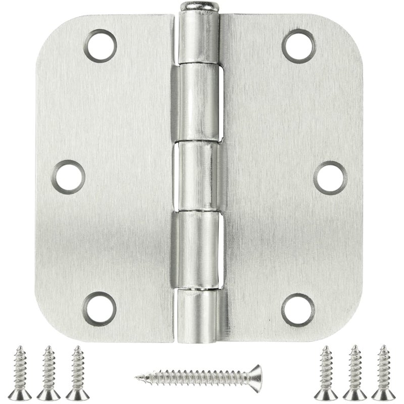 KIW Door Hinge 3 1/2"" 18 Pack Rounded Door Hinges Satin/Brushed Nickel 3.5"" X 3.5 Inch Hinges For Doors Interior 5/8"" Radius Corners Residential Silver Heavy Duty Steel Reversible Removable Pin Hinge Kiw - Image 1