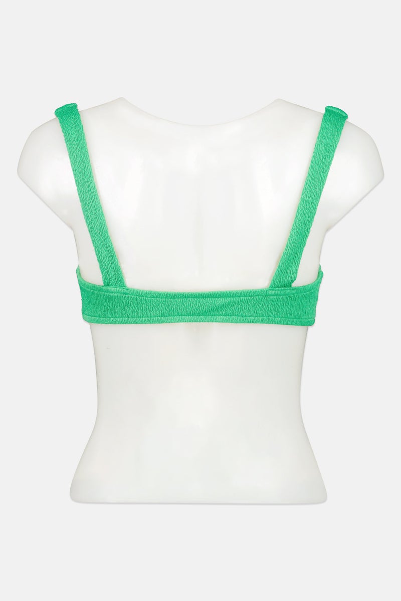 Bershka بلوزة بيكيني نسائية غير مبطنة، خضراء - Image 3