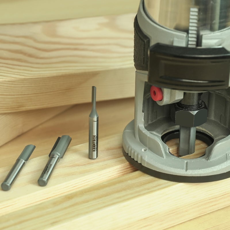 KEENTECH 7Pcs Straight Router Bit Set 1/4 Shank, Cutting Dia 1/8" 5/32â€œ 3/16â€ 1/4â€œ 5/16â€ 3/8â€œ 1/2â€, Straight Router Bit for Woodworking - Image 5