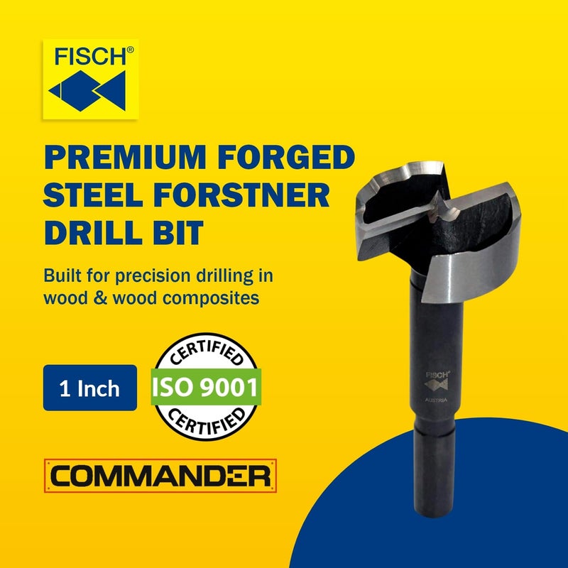 Fisch Black Shark Forged Steel Forstner Drill Bit for Woodworking, Precision Wave Design, Clean Cuts in Hardwoods, MDF, and Plywood, FSA-365792, Made in Austria (1 inch) - Image 2