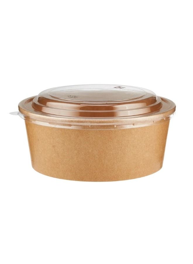 YASHTECH Kraft Paper Brown Salad Bowl with Lid, 1100 ML Eco-friendly Round Food Container, Suit for BBQ and Takeaways, Pack of 50 Pcs  - Image 1