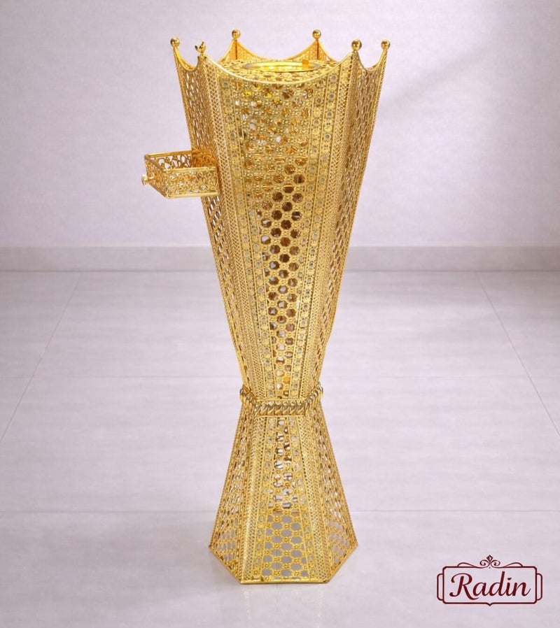 Radin Large Size Bakhoor Incense Burner Floor Stand – Traditional Charcoal Oud Burner Decorative Mabkhara For Home Majlis And Events  Height 100 Cm - Image 1