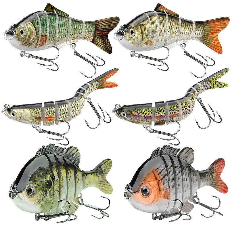 CHSMONB Fishing Lures for Freshwater and Saltwater, CHSMONB 6 Pcs Slow Sinking Most Lifelike Jointed Swimbait for Bass Trout Crappie Walleye Pike, Amazing Gifts for Men and Family - Image 1