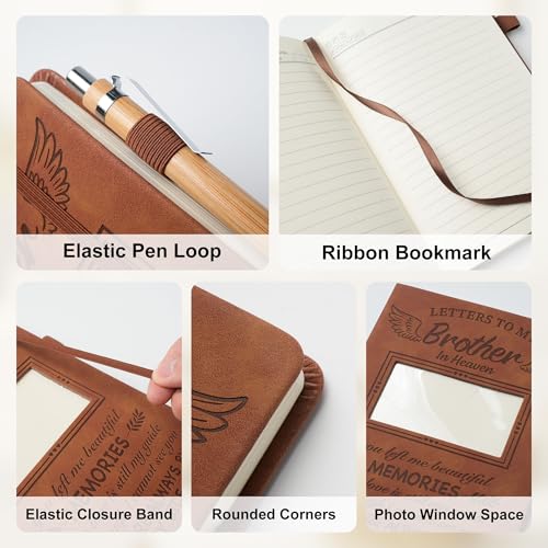 EliteSign Memorial Gifts for Loss of Dad, Letters to My Father in Heaven Grief Journal with Photo Cover, Wood Pen & Angel Keychain, Sympathy Bereavement Gifts for Loss of Father, Dad Memorial Gift from Daughter Son - Image 2