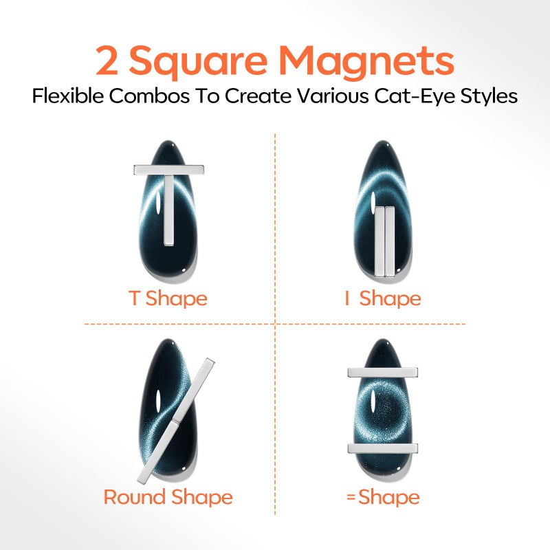 modelones Cat Eye Magnet Set for Nails, Heart Cateye Powerful 3 IN One Magnetic Pen Nail Design Square Double Head Round Magnets Tool Glassy Moon French Flower Cats Eye Effect Manicure DIY Gift - Image 4