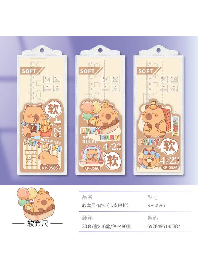 HELPS Cartoon Soft Ruler Suit Stationery Primary School Student Soft Ruler 4-piece Set Folding Constant Triangle Protractor Children Ruler - Image 1