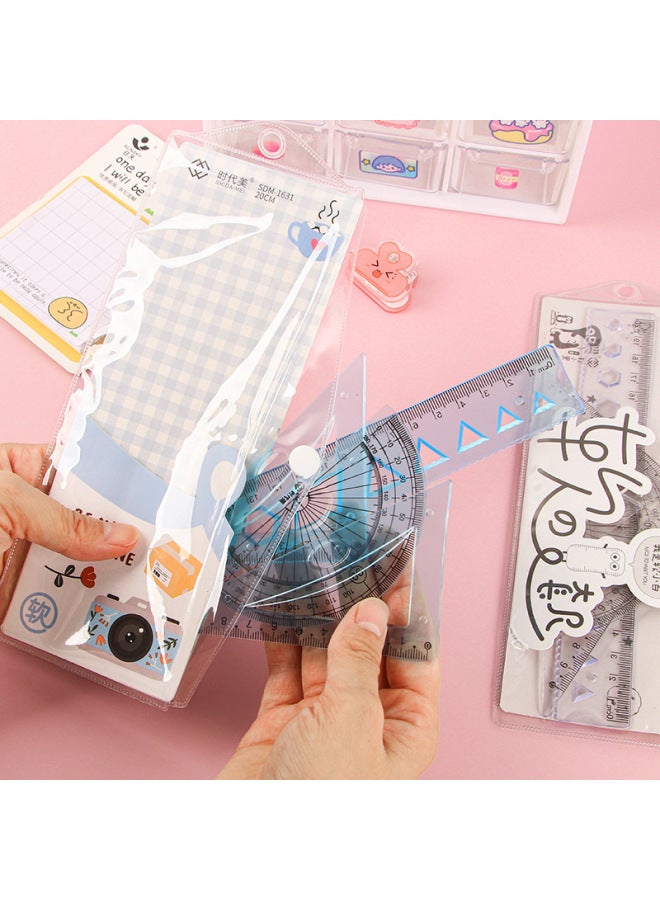 HELPS Cartoon Soft Ruler Suit Stationery Primary School Student Soft Ruler 4-piece Set Folding Constant Triangle Protractor Children Ruler - Image 2