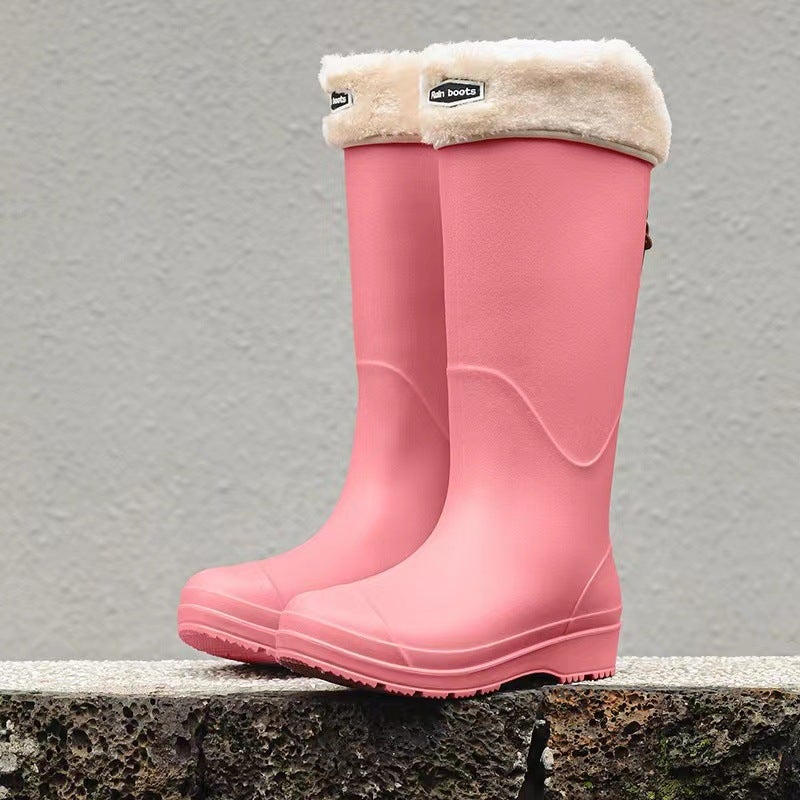 Export High Rain Boots For Men And Women New Outdoor Thick Bottom Rain Boots Wading Long Boots Fleece-Lined Non-Slip Water Shoes For Men - Image 1