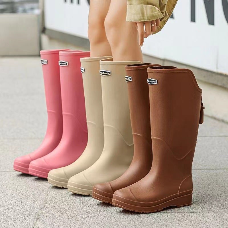 Export High Rain Boots For Men And Women New Outdoor Thick Bottom Rain Boots Wading Long Boots Fleece-Lined Non-Slip Water Shoes For Men - Image 2