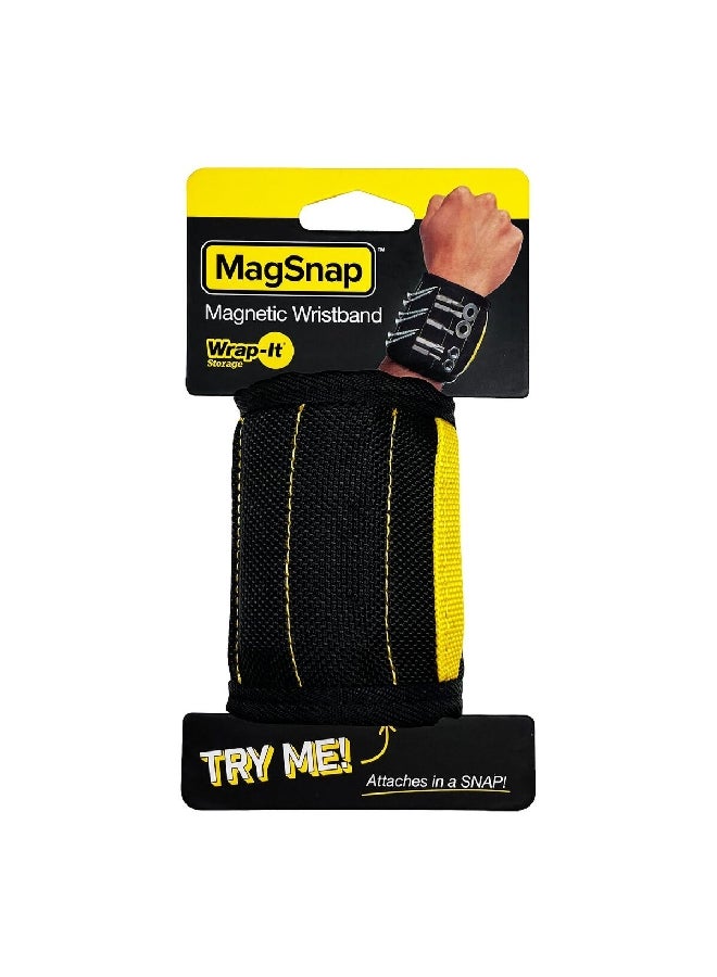 Wrap-It Storage Lightweight Design Magnetic Snap Wristband Black and Yellow 7.87 x 18.8 x 25.65 cm 2027811