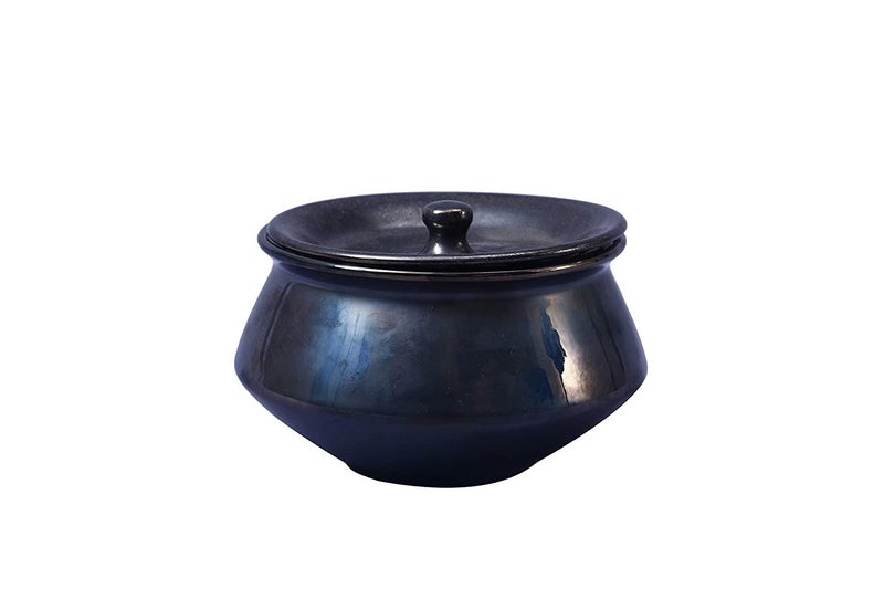 Caffeine Ceramic Handmade Black Ferrous Serving Handi with Lid Set of 4 - Image 4