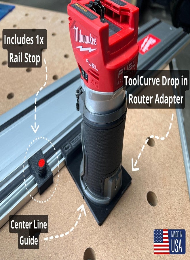 ToolCurve Guide Rail Adapter Compatible with Milwaukee Router - Made in USA - Image 2
