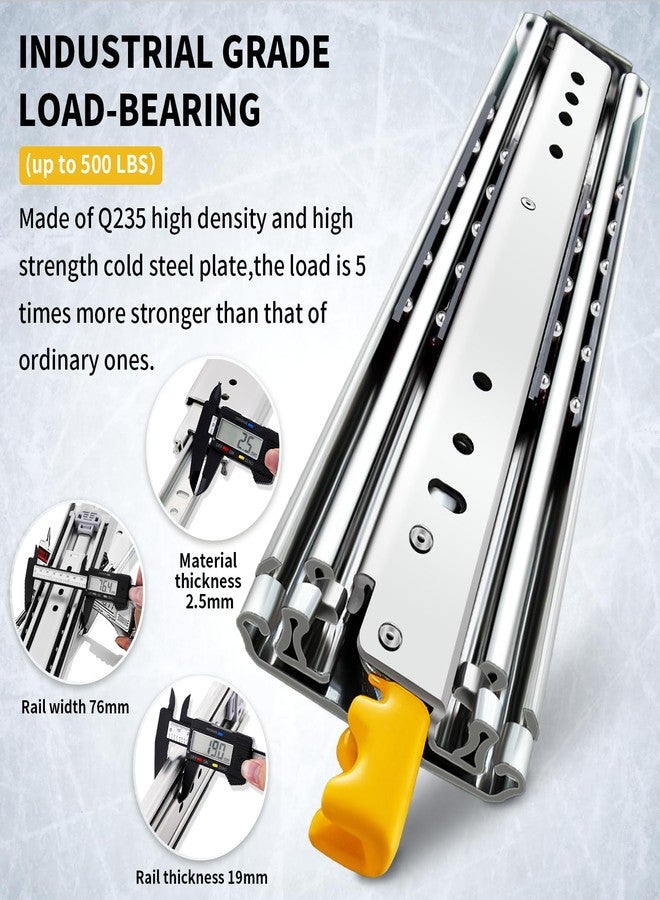 YENUO Heavy Duty Drawer Slides with Lock 12 14 16 18 20 22 24 26 28 30 32 34 36 38 40 44 48 52 56 60 Inch Full Extension Side Mount Ball Bearing Locking Rails Track Glides Runners Load 500 Lbs 1 Pair - Image 3