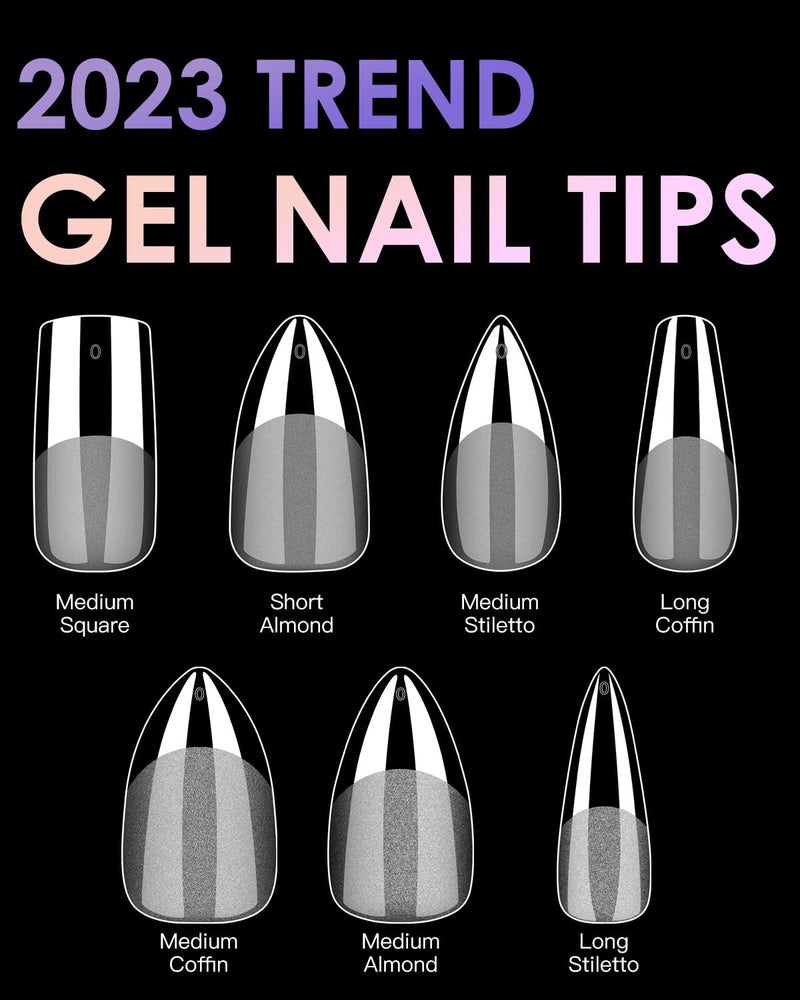 BORNBYME Soft Gel Nail Tips Long Stiletto, 120PCS Pre Buff Full Cover Nail Extenison Tips Half Matte Gel Nail Tips BORNBYME - Image 3