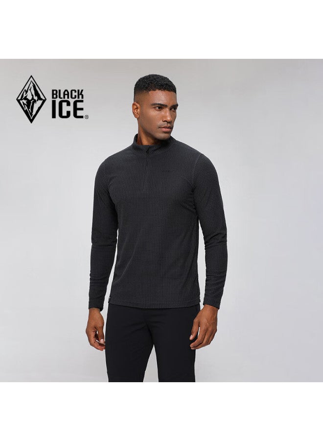 Black Ice Blackice Men's Antibacterial Lightweight Comfortable Warm 1/2 Zip Fleece Jacket Gray Black Size S - Image 4