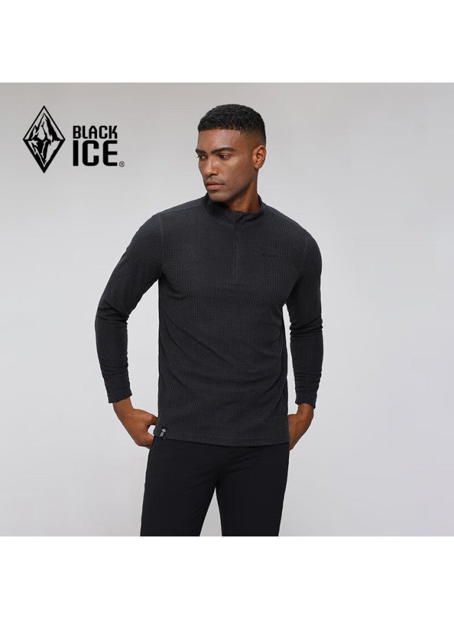 Black Ice Blackice Men's Antibacterial Lightweight Comfortable Warm 1/2 Zip Fleece Jacket Gray Black Size S - Image 2