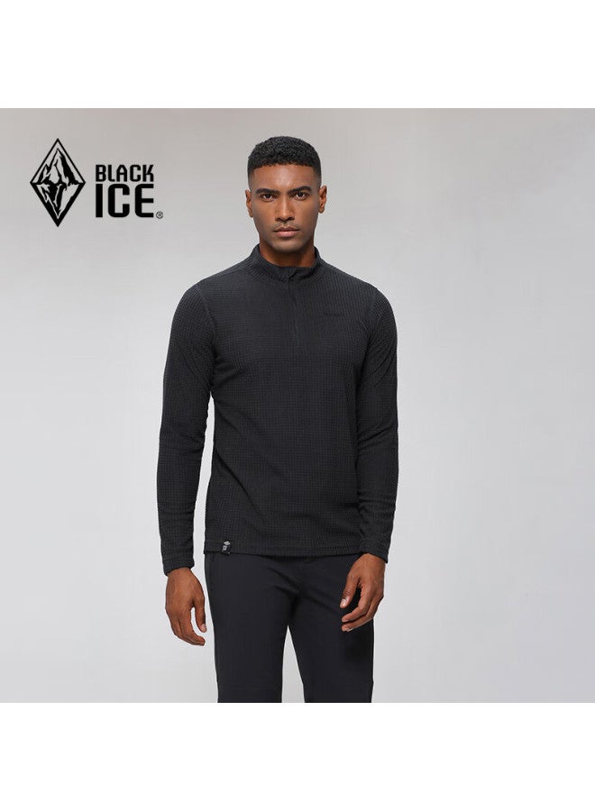 Black Ice Blackice Men's Antibacterial Lightweight Comfortable Warm 1/2 Zip Fleece Jacket Gray Black Size S - Image 1