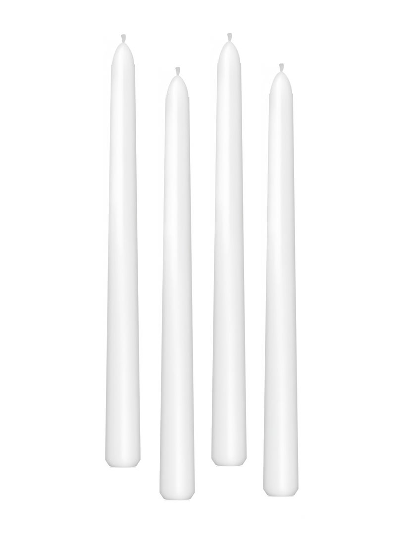 10 Inch White Taper Candles, 4 Packs Unscented Candlesticks for Dinner, Wedding, Valentine’s Day and Home Decoration, Dripless and Smokeless, 8-10 Hours Burn - Image 1