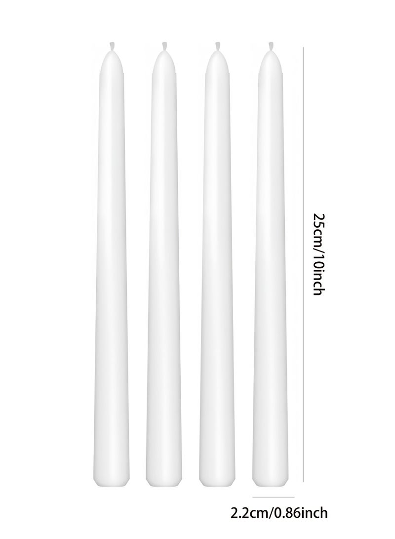 10 Inch White Taper Candles, 4 Packs Unscented Candlesticks for Dinner, Wedding, Valentine’s Day and Home Decoration, Dripless and Smokeless, 8-10 Hours Burn - Image 5