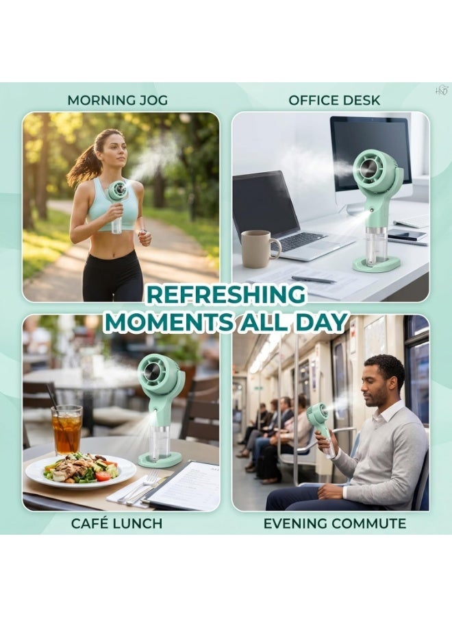 USB Rechargeable Portable Mini Cooling Mist Fan with 3 Wind Speeds, Water Humidifying Function, Personal Cooling Fan for Travel, Office, Outdoor Use - Image 4