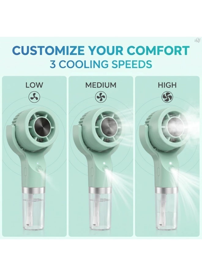 USB Rechargeable Portable Mini Cooling Mist Fan with 3 Wind Speeds, Water Humidifying Function, Personal Cooling Fan for Travel, Office, Outdoor Use - Image 2