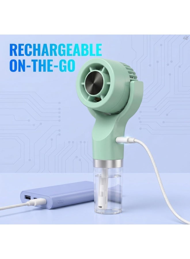 USB Rechargeable Portable Mini Cooling Mist Fan with 3 Wind Speeds, Water Humidifying Function, Personal Cooling Fan for Travel, Office, Outdoor Use - Image 3