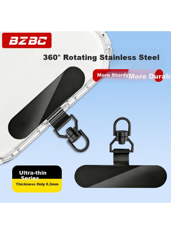 Bzbc Phone Lanyard Clip 360° Rotating Metal Pad Wrist Strap Anti-theft Anti-drop Ultra-thin Pendant Buckle Accessories Black 2-pack - Image 1