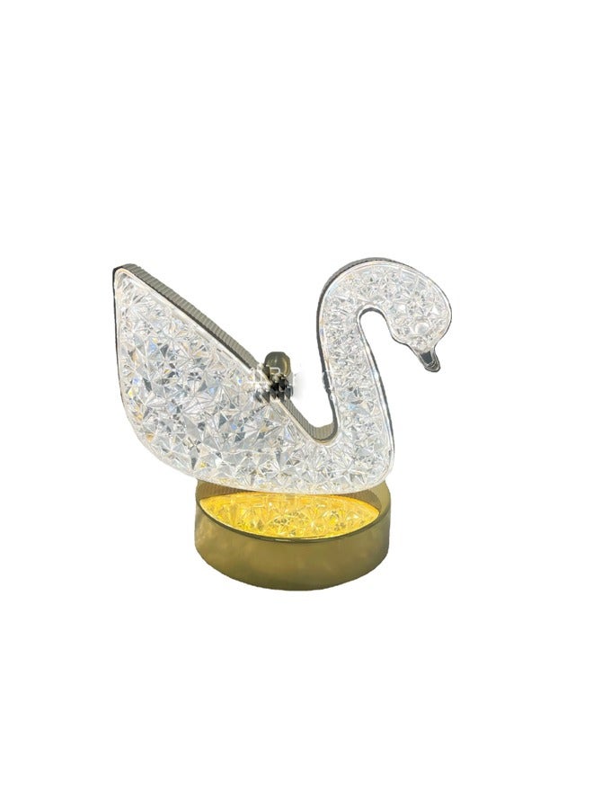 إيه تي إم مصباح طاولة LED مزخرف على شكل بجعة كريستالية مع ضوء دافئ - Image 1