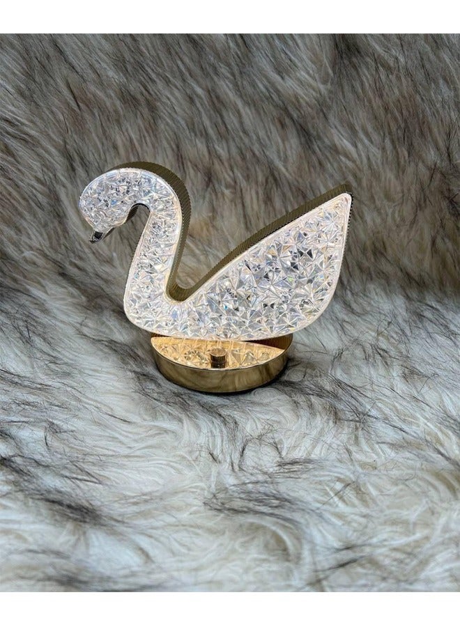 إيه تي إم مصباح طاولة LED مزخرف على شكل بجعة كريستالية مع ضوء دافئ - Image 2