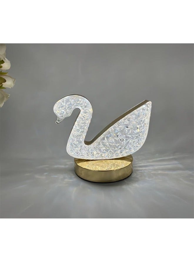 إيه تي إم مصباح طاولة LED مزخرف على شكل بجعة كريستالية مع ضوء دافئ - Image 3