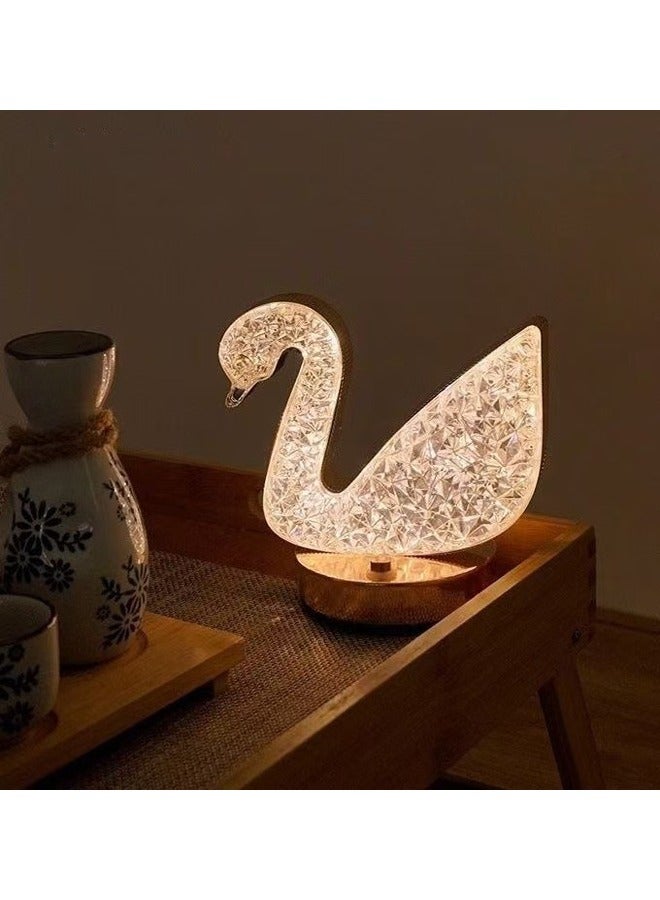 إيه تي إم مصباح طاولة LED مزخرف على شكل بجعة كريستالية مع ضوء دافئ - Image 4