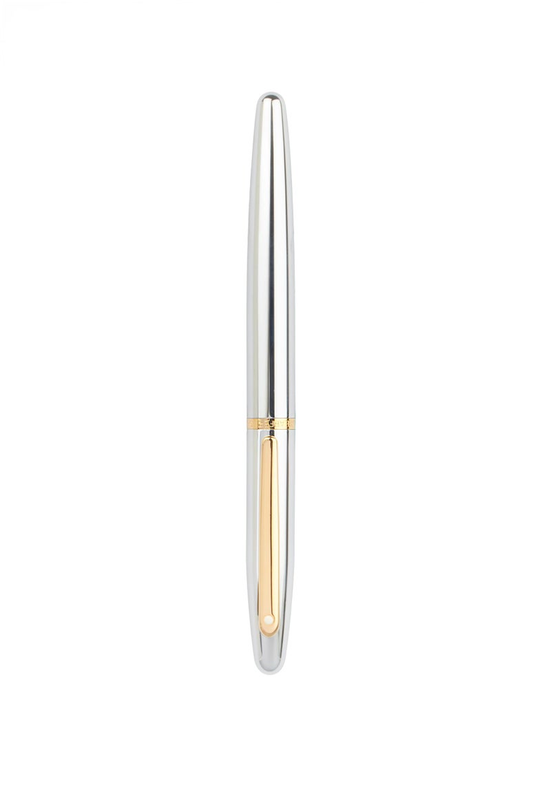 SHEAFFER قلم شيفر VFM من الكروم المصقول مع حواف ذهبية | رأس دقيق | قلم فضي فاخر - Image 3
