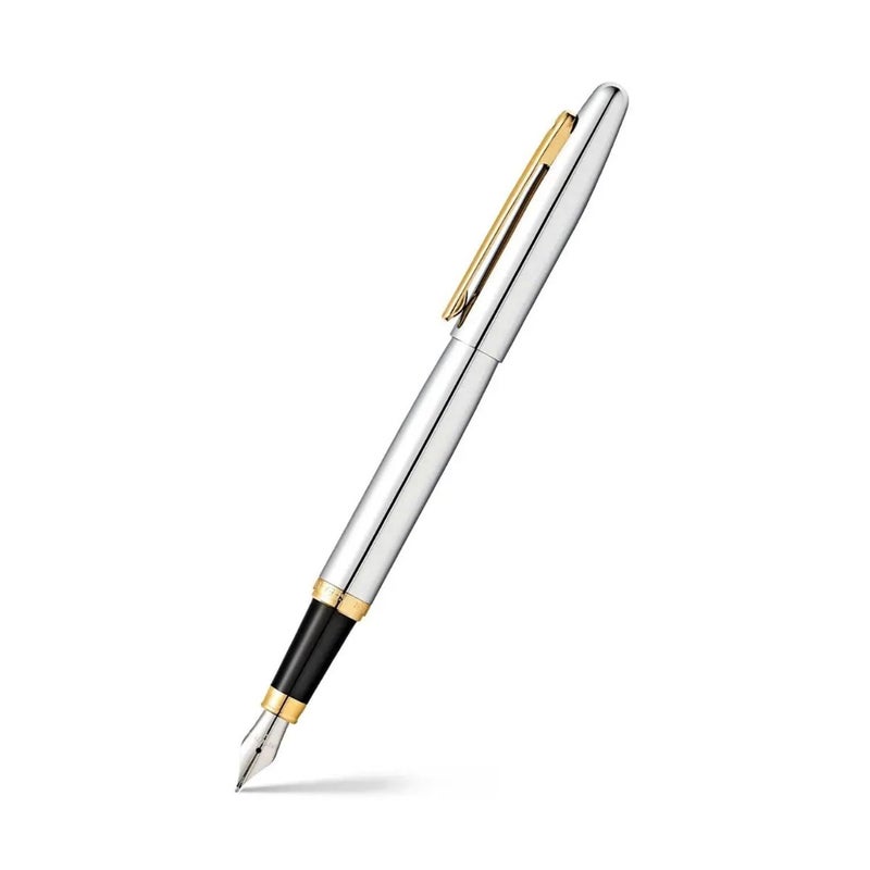 SHEAFFER قلم شيفر VFM من الكروم المصقول مع حواف ذهبية | رأس دقيق | قلم فضي فاخر - Image 5